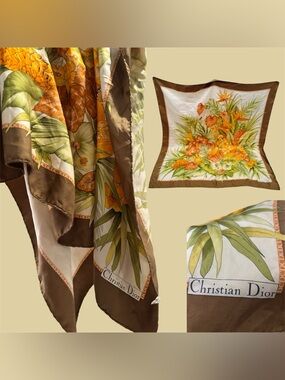 Christian Dior Floral Silk Scarf - EUC - with box